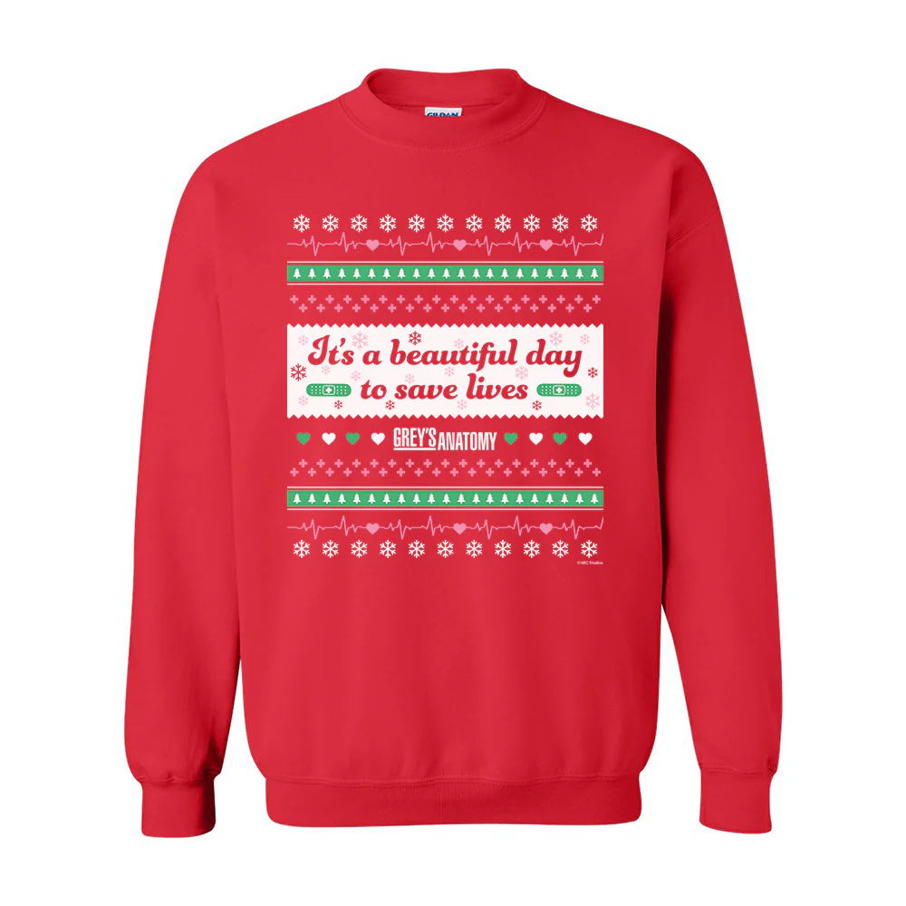 Grey's Anatomy It's A Beautiful Day Holiday Crewneck Sweatshirt