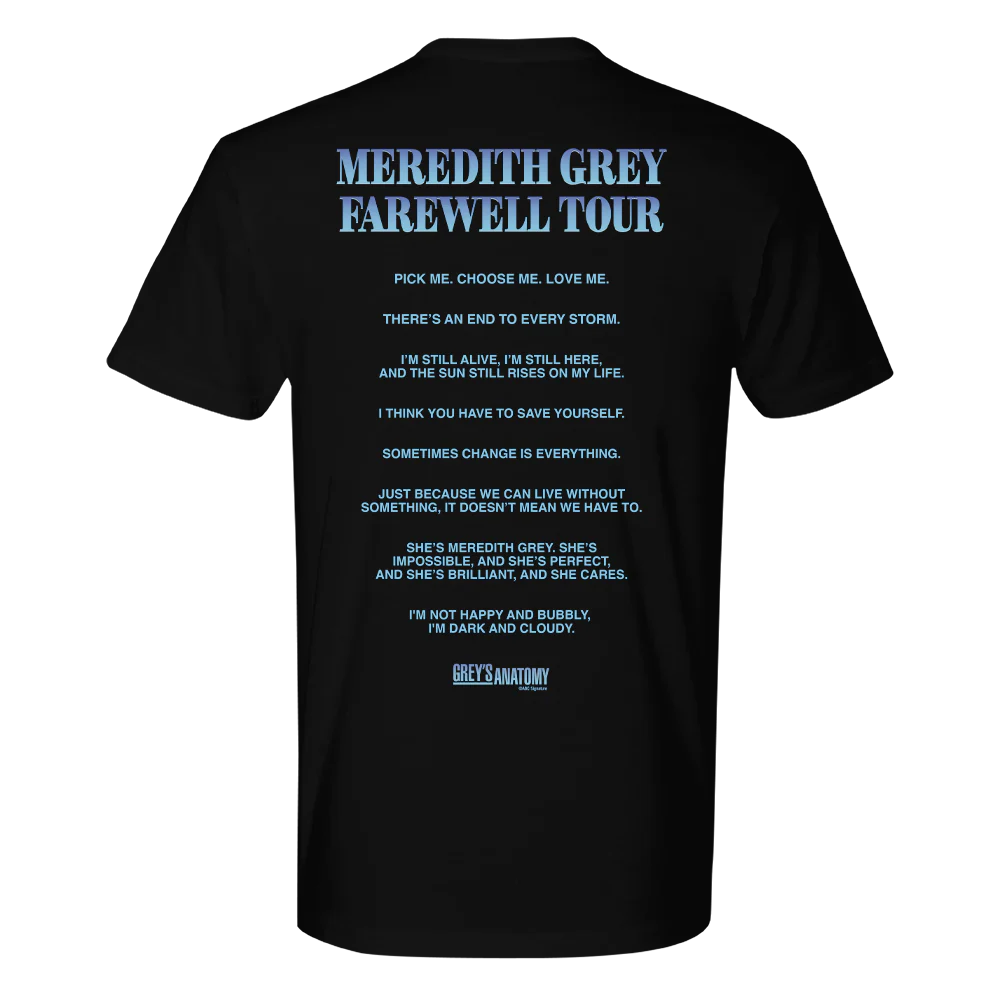 Grey's Anatomy Meredith Grey Farewell Tour Adult T-Shirt - Image 2